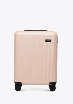 Mała walizka z ABS-u w drobne paski pudrowy róż Wittchen
