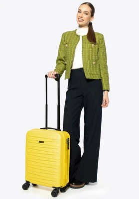 Mała walizka z ABS-u w poziome tłoczenie żółta Wittchen