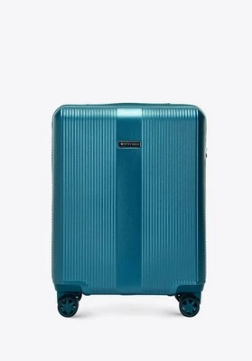 Mała walizka z polikarbonu w pionowe tłoczenia niebieska Wittchen