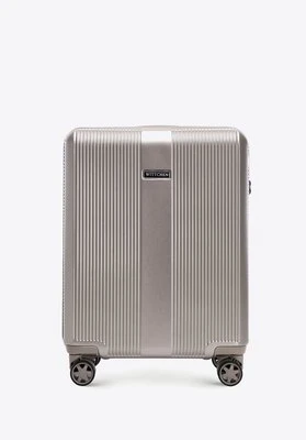 Mała walizka z polikarbonu w pionowe tłoczenia szampańskia Wittchen