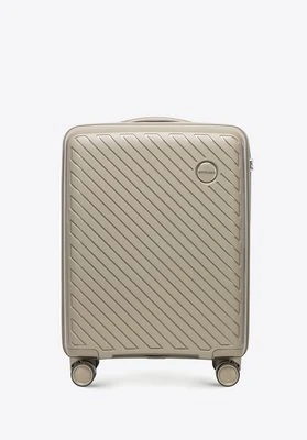 Mała walizka z polipropylenu w tłoczone paski ciemny beż Wittchen