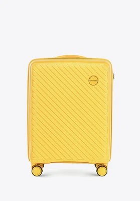 Mała walizka z polipropylenu w tłoczone paski żółta Wittchen