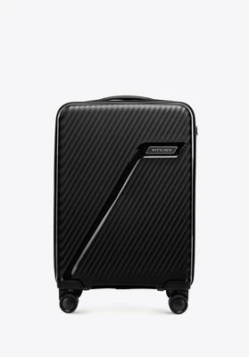 Mała walizka z polipropylenu w ukośne pasy czarno - srebrna Wittchen