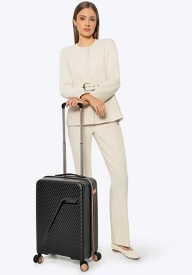 Mała walizka z polipropylenu w ukośne pasy czarno - złota Wittchen