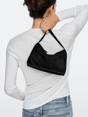 Mała Zamszowa Torebka Na Ramię - Czekoladowy - Massimo Dutti - Female