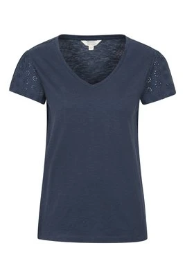 Malaga damska koszulka z haftowanym rękawem - Navy Mountain Warehouse