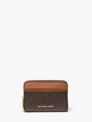 Małe etui na karty Jet Set z charakterystycznym logo i zamkiem dookoła Michael Kors