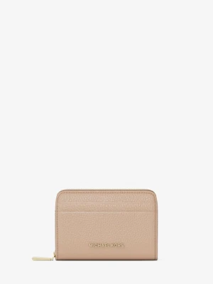 Małe etui na karty Jet Set ze skóry groszkowej z zamkiem dookoła Michael Kors