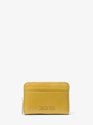 Małe etui na karty Jet Set ze skóry groszkowej z zamkiem dookoła Michael Kors CHARTREUSE (Zielony)