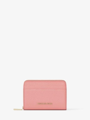 Małe etui na karty Jet Set ze skóry groszkowej z zamkiem dookoła Michael Kors PIERWIOSNEK (Różowy)