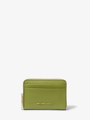 Małe etui na karty Jet Set ze skóry groszkowej z zamkiem dookoła MICHAEL Michael Kors