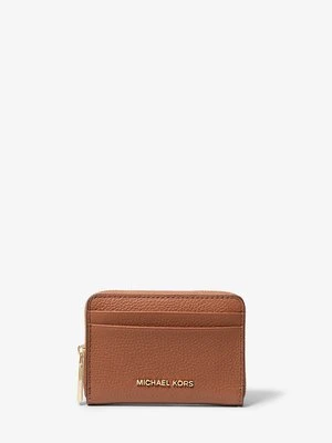 Małe etui na karty Jet Set ze skóry groszkowej z zamkiem dookoła MICHAEL Michael Kors