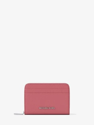 Małe etui na karty Jet Set ze skóry groszkowej z zamkiem dookoła MICHAEL Michael Kors