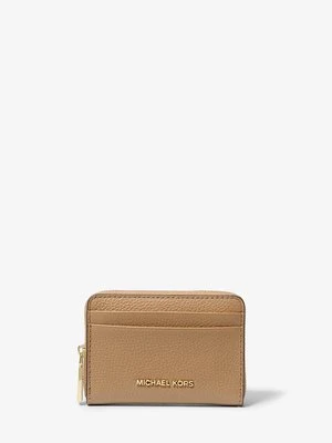 Małe etui na karty Jet Set ze skóry groszkowej z zamkiem dookoła MICHAEL Michael Kors