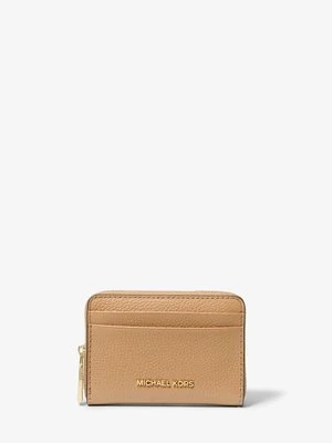 Małe etui na karty Jet Set ze skóry groszkowej z zamkiem dookoła MICHAEL Michael Kors