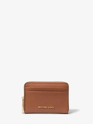 Małe etui na karty Jet Set ze skóry groszkowej z zamkiem dookoła MICHAEL Michael Kors