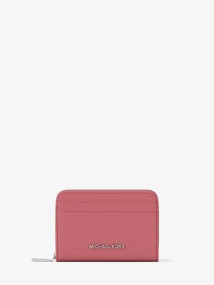 Małe etui na karty Jet Set ze skóry groszkowej z zamkiem dookoła MICHAEL Michael Kors