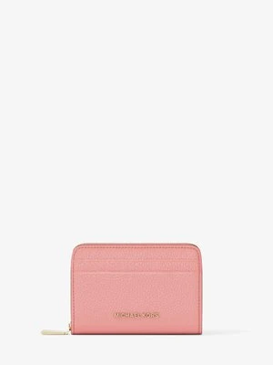 Małe etui na karty Jet Set ze skóry groszkowej z zamkiem dookoła MICHAEL Michael Kors