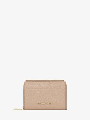Małe etui na karty Jet Set ze skóry groszkowej z zamkiem dookoła MICHAEL Michael Kors