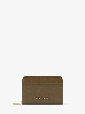 Małe etui na karty Jet Set ze skóry groszkowej z zamkiem dookoła MICHAEL Michael Kors