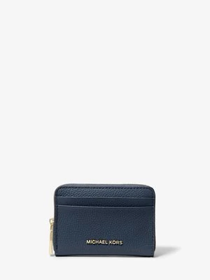 Małe etui na karty Jet Set ze skóry groszkowej z zamkiem dookoła MICHAEL Michael Kors