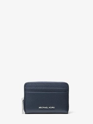 Małe etui na karty Jet Set ze skóry groszkowej z zamkiem dookoła MICHAEL Michael Kors