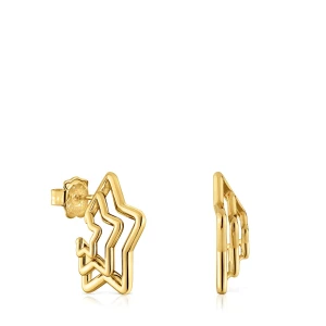 Małe Kolczyki Bickie Z Potrójną Gwiazdką Ze Srebra, Pokryte 18-Karatowym Złotem - Tous