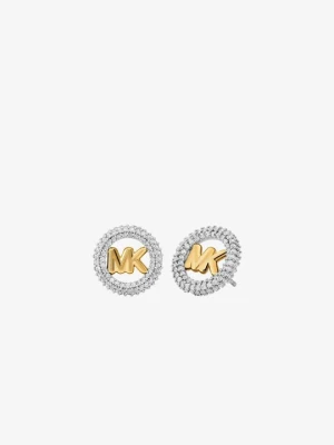 Małe kolczyki z kryształkami pavé z logo w dwóch kolorach Michael Kors