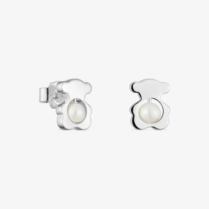 Małe Kolczyki Ze Srebra W Kształcie Misia, Z Perłami Hodowlanymi 10 Mm I-Bear - Tous
