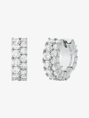 Małe podwójne kolczyki kółka z kryształkami pavé Michael Kors SREBRNY (Srebrny)