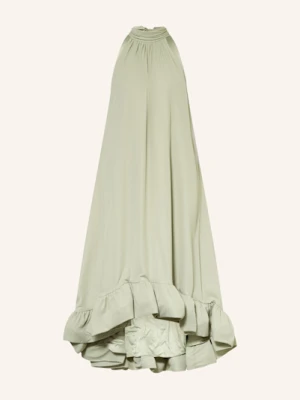 Malina Sukienka Sabrina Wolantami I Wycięciem gruen