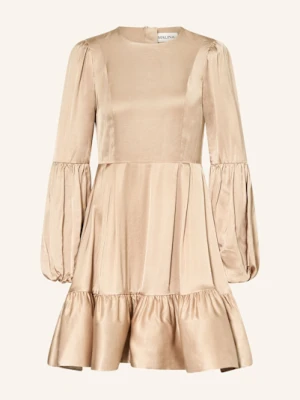 Malina Sukienka Satynowa Jasmine Z Wolantami beige