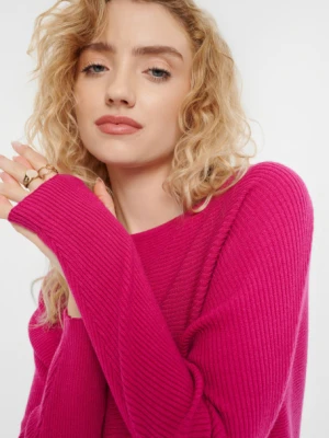 Malinowy sweter w drobny prążek Greenpoint