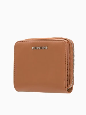 Mały brązowy portfel damski ze skóry ekologicznej Puccini