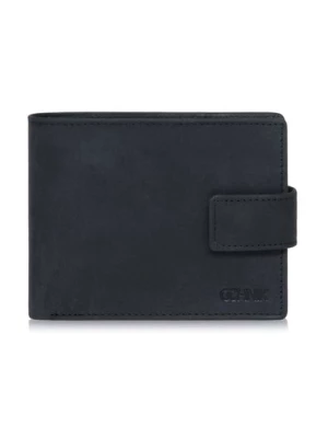 Mały czarny skórzany portfel męski OCHNIK