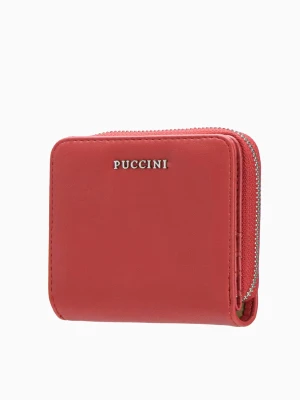 Mały czerwony portfel damski ze skóry ekologicznej Puccini