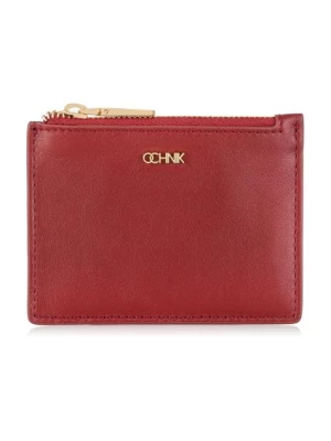 Mały czerwony skórzany portfel damski OCHNIK