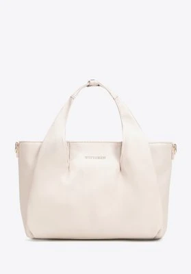 Mały damski kuferek z imitacji skóry kremowy Wittchen