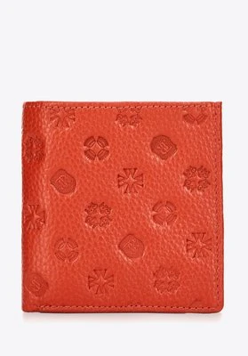 Mały damski portfel skórzany z tłoczeniem pomarańczowy Wittchen