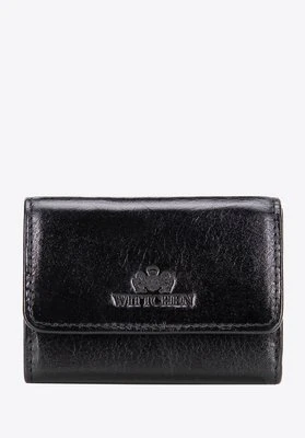 Mały damski portfel ze skóry na zatrzask czarny Wittchen