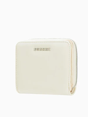 Mały jasnobeżowy portfel damski ze skóry ekologicznej Puccini