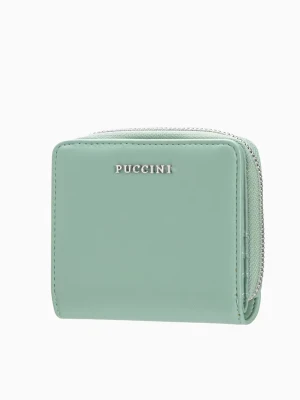 Mały jasnozielony portfel damski ze skóry ekologicznej Puccini