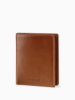 Mały męski portfel skórzany brązowy Puccini