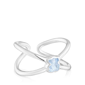 Mały Pierścionek Ze Srebra Z Laboratoryjnie Hodowanym Niebieskim Spinelem Icon Color Lgg - Tous Rozmiar