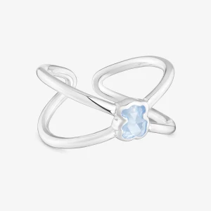 Mały Pierścionek Ze Srebra Z Laboratoryjnie Hodowanym Niebieskim Spinelem Icon Color Lgg - Tous