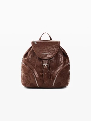 Mały plecak ze skóropodobnego materiału Desigual brązowy