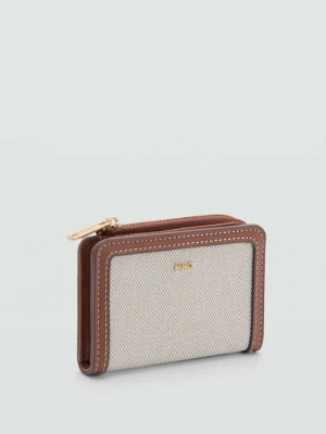 Mały płócienny portfel z logo beżowy - Kobieta - Rozmiar uniwersalny - MANGO