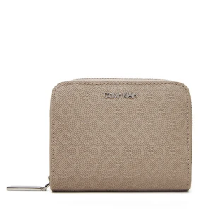 Mały Portfel Damski Calvin Klein Ck Must Aop Md Zip Around W Flap LV04F1037G Beżowy