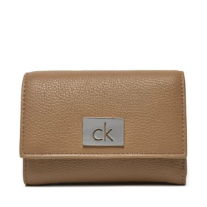 Mały Portfel Damski Calvin Klein Ck Plaque Small Trifold W/Zip K60K612834 Szary