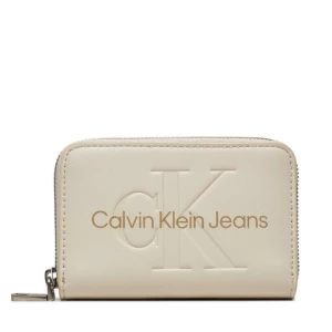 Mały Portfel Damski Calvin Klein Jeans Zip Around Mono K60K612255 Écru